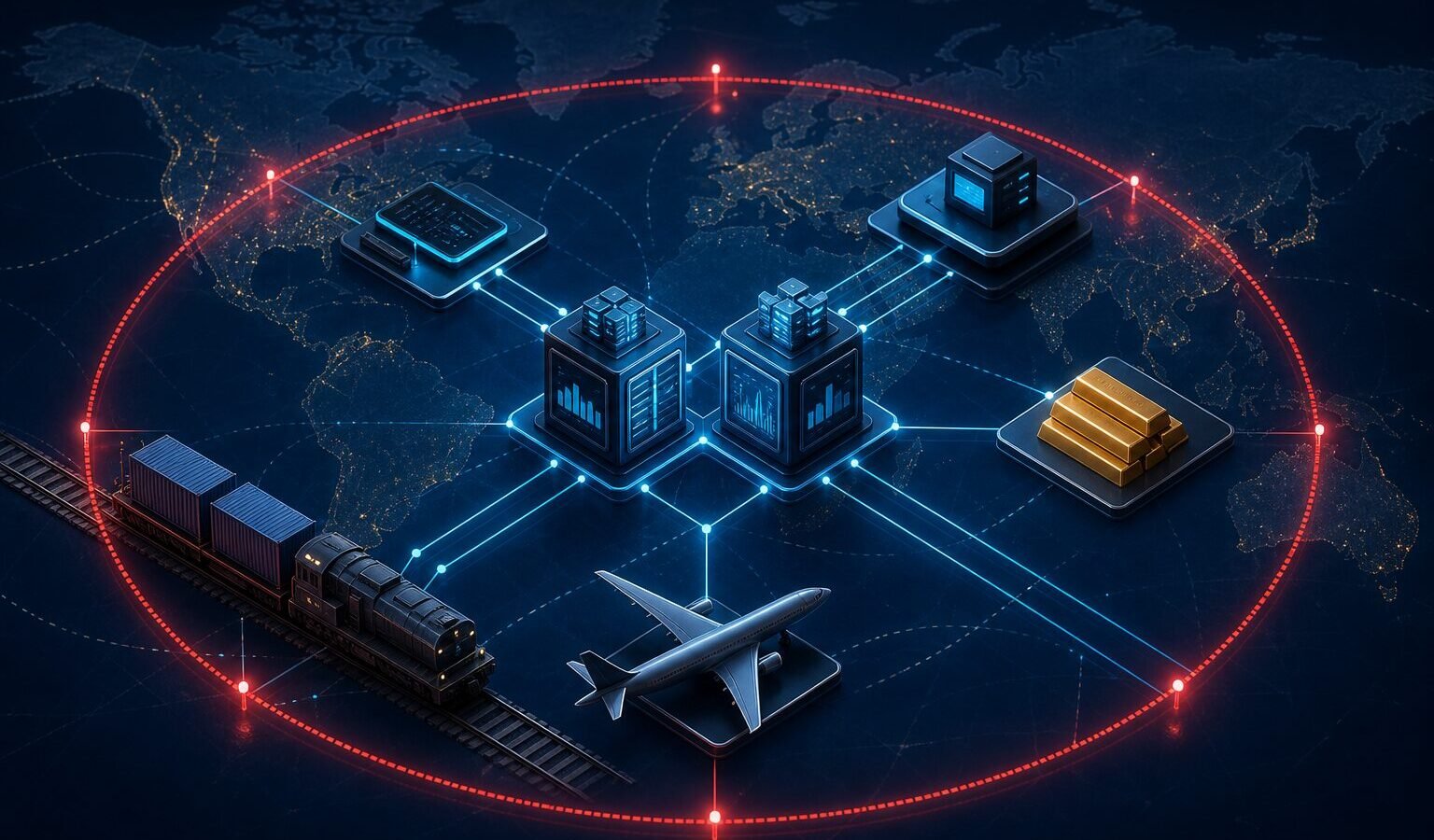 OFAC-Krypto-Sanktionen als roter Sperrring um ein vernetztes System aus Kryptobörsen, Zahlungsdiensten, Gold, Bahn und Luftfahrt