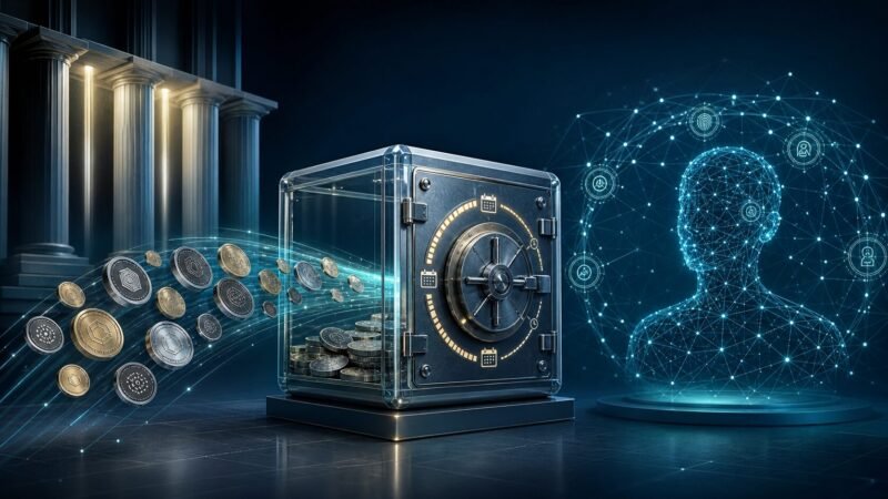 WLD Token Sale als gesperrter Tokenstrom vor einem digitalen Identitätsnetzwerk