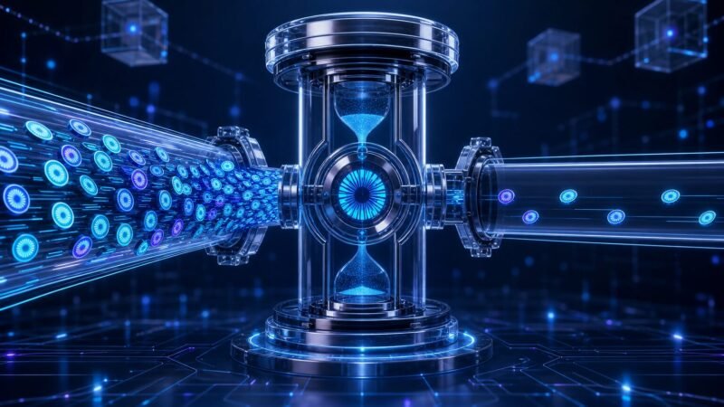 WLD Unlock als digitaler Tokenstrom, der durch eine Zeitschleuse deutlich reduziert wird